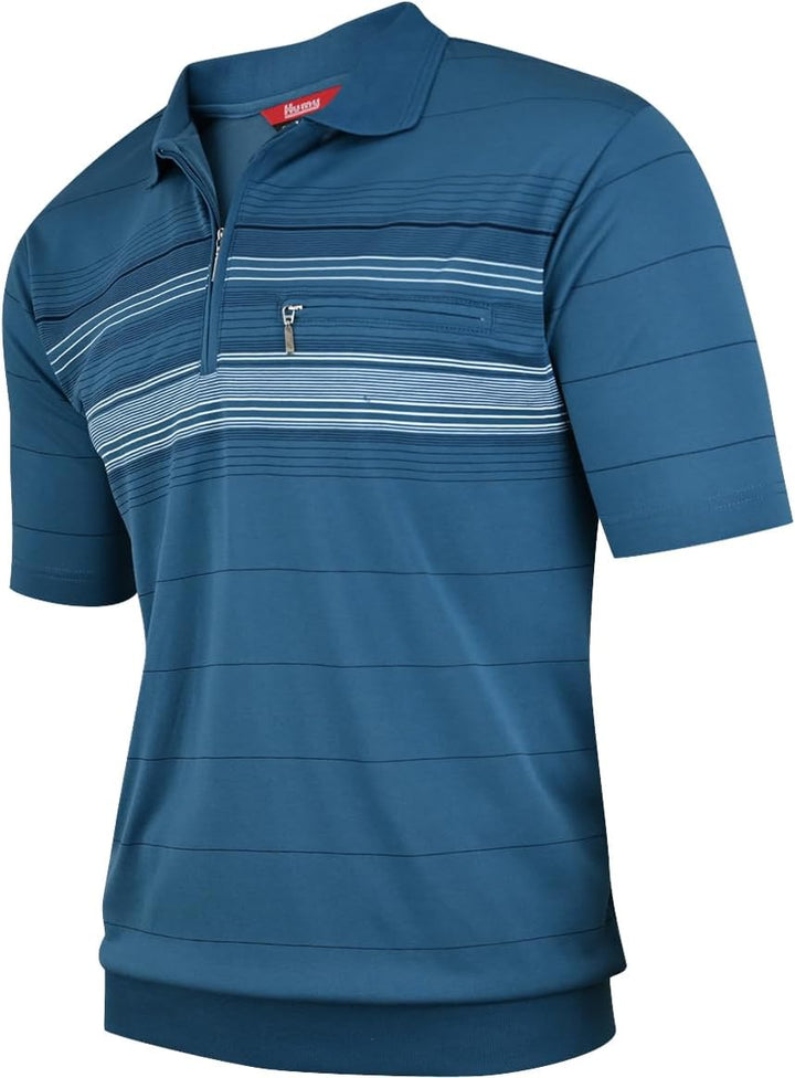 Soltice Herren Kurzarm Poloshirts, Gestreifte Poloshirts, Blousonshirts, Golfshirts mit Brusttaschen