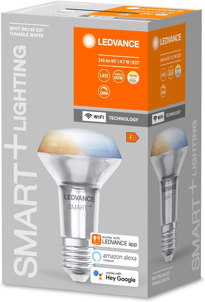 LEDVANCE Smarte LED R63 Spotlampe mit Wifi Technologie, Sockel E27, Lichtfarbe änderbar (2700-6500K)