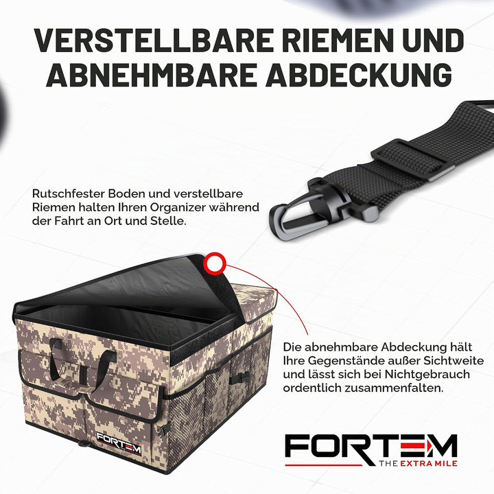 FORTEM Kofferraum Organizer, Kofferraumtasche, Zusammenklappbarer Auto Organizer Kofferraum mit Fäch