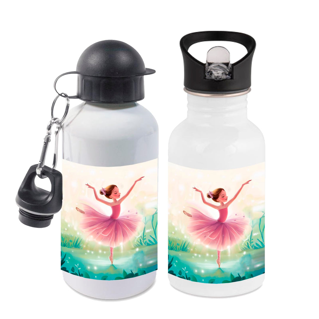 Trinkflasche mit Name/wahlweise 400ml, 500ml oder 600ml + Schriftwahl für Name + Edelstahl oder Alum
