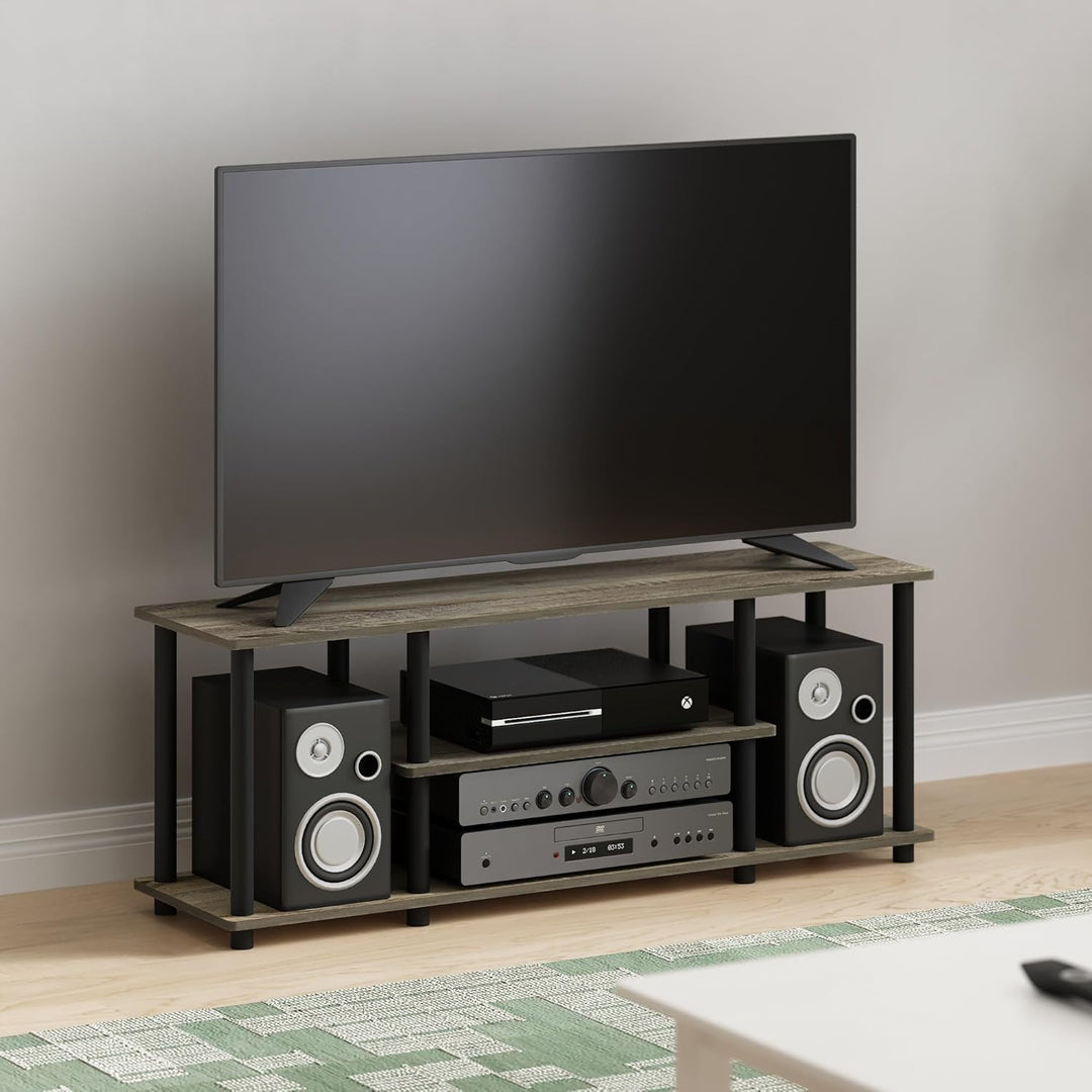 Furinno Entertainment/TV-Regal mit unterschiedlichen Ablageflächen, holz, Eiche Grau/Schwarz, 29.72