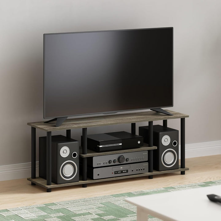 Furinno Entertainment/TV-Regal mit unterschiedlichen Ablageflächen, holz, Eiche Grau/Schwarz, 29.72