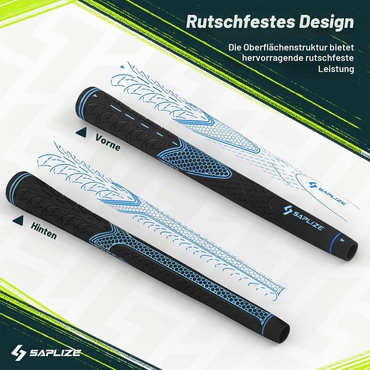SAPLIZE Golfgriffe 13er-Set mit komplettem Regripping-Kit, Standard / Mittelklasse/übergross, Weiss