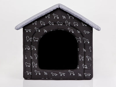 Hobbydog R4 BUDCWP14 Doghouse R4 60X55 cm Black with Dogs, L, Black, 1.4 kg Black L, Black L