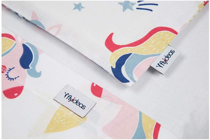 FlyIdeas Spannbettlaken für Beistellbett 90x55 cm, 3 STK - Mit Oberer Laken und Kissenbezüge für Bab