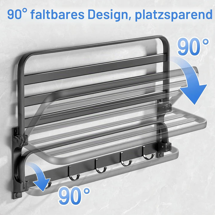 58CM Handtuchhalter Grau, Handtuchhalter Bad aus Aluminium, Wandmontage Bohren Handtuchhalter mit 5