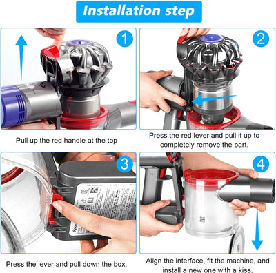 Staubsammeltopf für Dyson Staubsauger, Staubsammeltopf für Dyson V7 / V8 Zubehör, Staubsaugereimer f