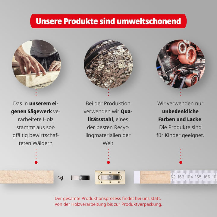 Metrie BLOCK52 Holz Zollstock/Zollstöcke 10x Stück|2m langer Gliedermassstab, Meterstab mit Duplex-T