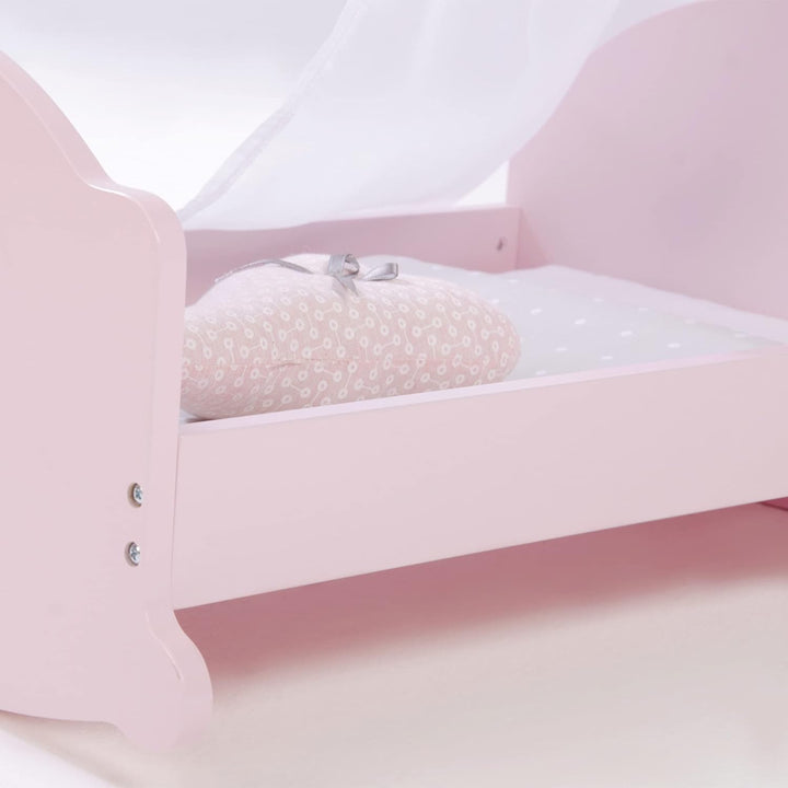 roba Puppenwiege Serie 'Sophie', zum Wiegen inkl. textiler Ausstattung, Bettwäsche und Himmel, rosa,