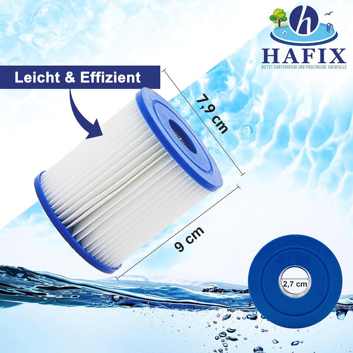 Filterkartusche Typ E, Grösse I, Poolfilter für Poolpumpe, 6 Stück | Papierfilter-Kartusche für Pool