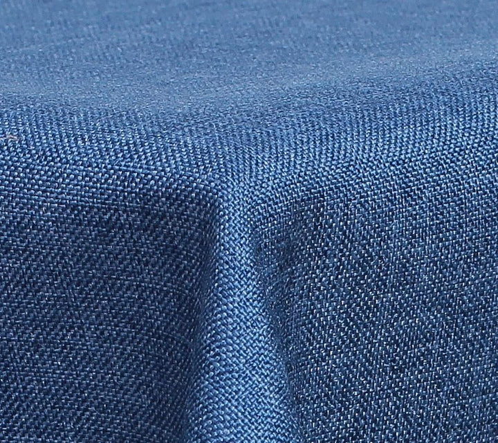 Textil Tischdecke - Leinen Optik - wasserabweisend oval (Blau, oval 160x260) Blau oval 160x260, Blau