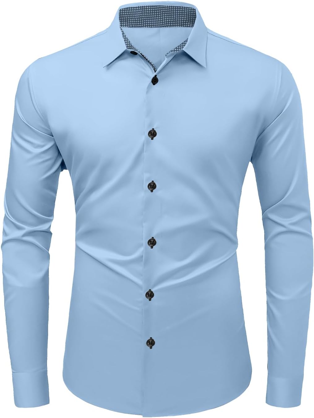 Herren Hemd Businesshemd Langarm Freizeithemd Herrenhemden Casual Regular Fit L B Blau, L B Blau