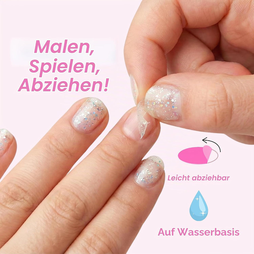 MIss Nella PARTY COLLECTION 3- Nagellackpack mit 3 Abziehbare, geruchsneutrale, wasserbasierte und s