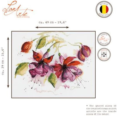 Lanarte Zählmusterpackung Fuchsien Kreuzstichpackung, Baumwolle, Mehrfarbig, 49 x 39 x 0.3 cm Aquare