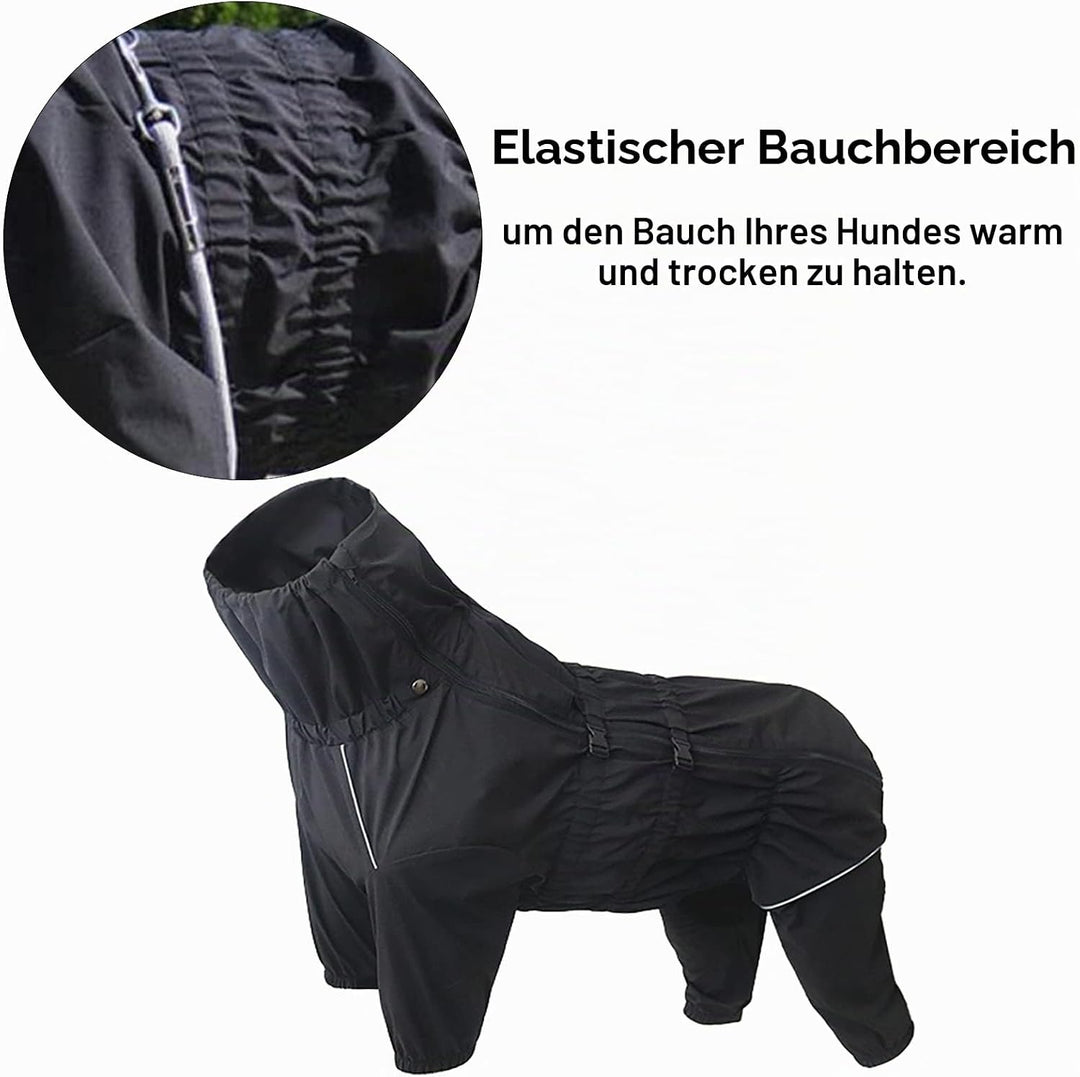 MOREZI Hunderegenmantel, hoher Kragen wasserdicht, Regenmantel-Set mit Reflexstreifen und Reissversc