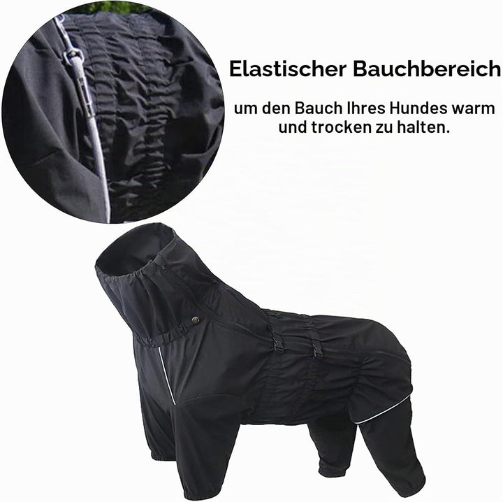 MOREZI Hunderegenmantel, hoher Kragen wasserdicht, Regenmantel-Set mit Reflexstreifen und Reissversc