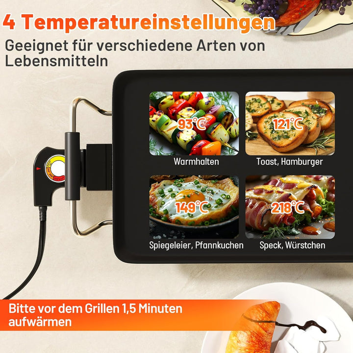 COSTWAY 70cm elektrische Grillplatte, Teppanyaki Grill antihaftbeschichtet, BBQ-Grill mit einstellba