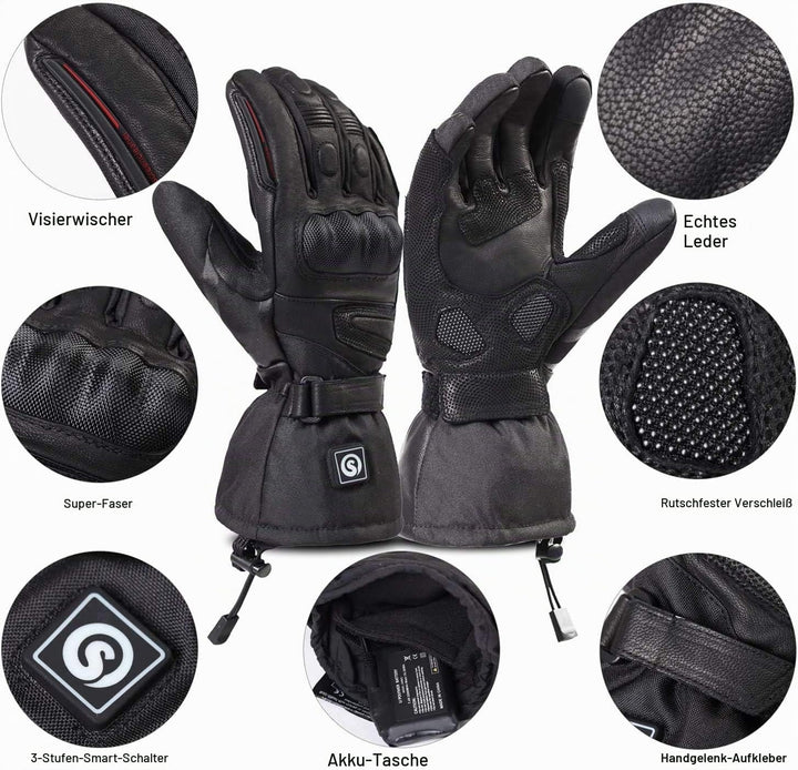 day wolf Beheizte Motorradhandschuhe, IPX66, wasserdicht, Touchscreen, 7,4 V, 2200 mAh, elektrisch,