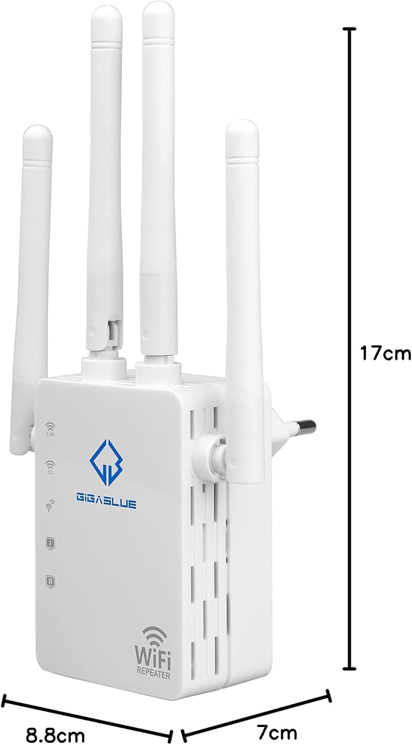 GigaBlue Ultra Repeater 1200Mbps 2.4 & 5 GHz AC1200 WLAN Repeater Super-Boost WiFi 1200 Mbit/s, Dual
