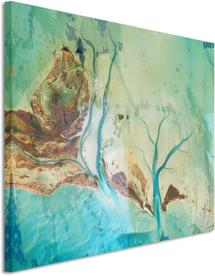 Paul Sinus Art 80x60cm Fotoleinwand Leinwanddruck Kunstdruck Wandbild blau türkis braun gemalt