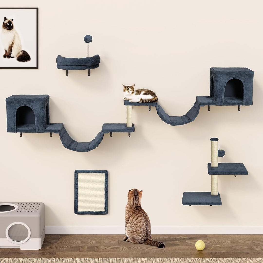 YITAHOME 8 PCS Katzenkletterwand-Set, Stabiles Plüsch-Klettergerät für Katzen, Katzenklettergerüst S