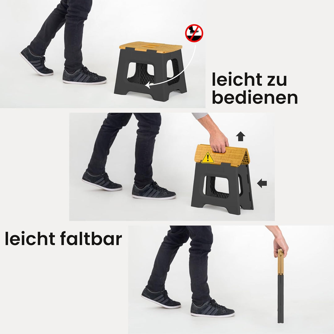 Vigar Kompakte Tritthocker Klappbar für Erwachsene, 32 cm, Klapphocker Faltbar 150 kg rutschfest, Le