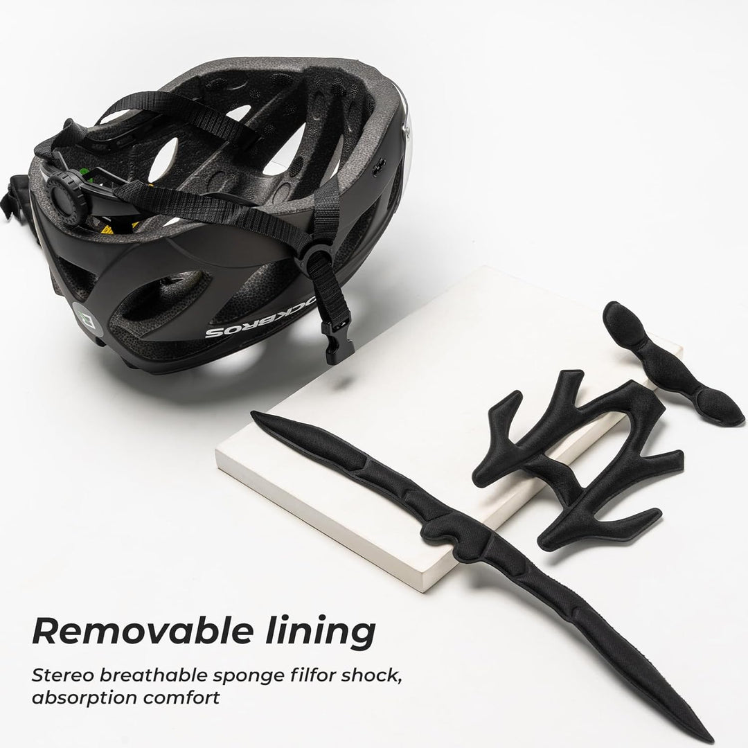 ROCKBROS Fahrradhelm MTB Rennrad Radhelm Integriert mit Abnehmbaren Magnet Brillen Visier Grösse Ver