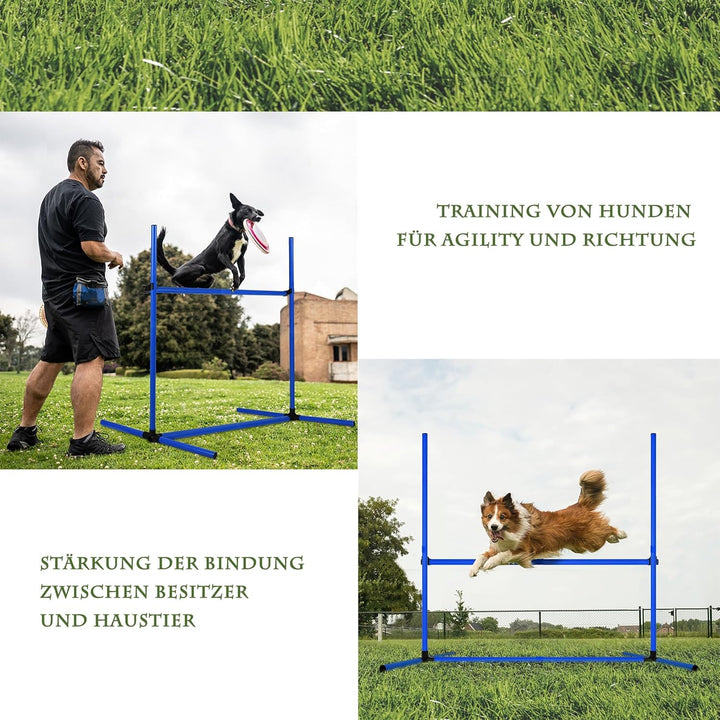 Agility Set Hürdenset Hundetraining Zubehör mit 4 Stück Hürden, Slalom Stangen Agility-Ausrüstung fü