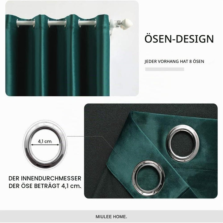 MIULEE Samt Vorhänge 2er Set, Luxuriöse Samtvorhang Grün für Deko Schlafzimmer Wohnzimmer, Samt Gard