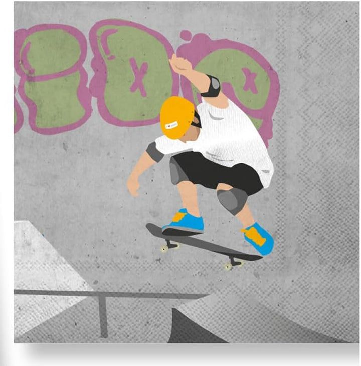 42-tlg. Party-Set * SKATEPARK * mit Teller + Becher + Servietten + Einladungen | Skating Geburtstag