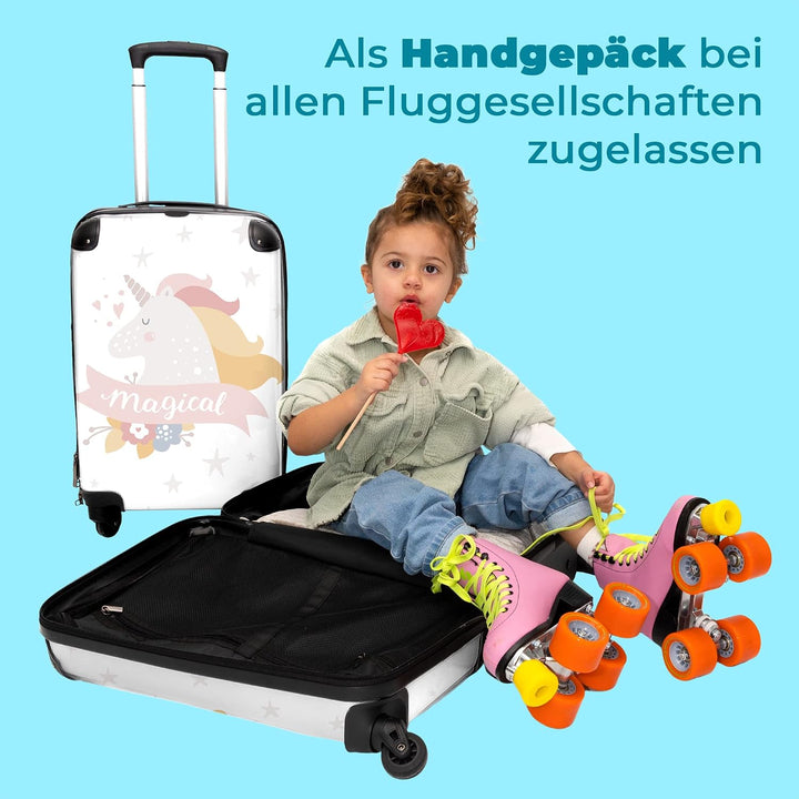 NoBoringSuitcases.com® Kinderkoffer Mädchen - Reisekoffer Kinder, Kabinentrolley, Leichtgewicht, 4 R