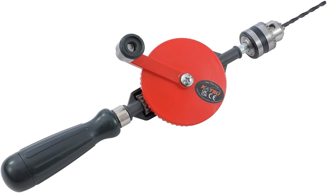 KATSU Handbohrmaschine, 1/4" (0,6-6mm) Kapazität Präzisionsfutter Doppelritzel Manuelle Bohrmaschine