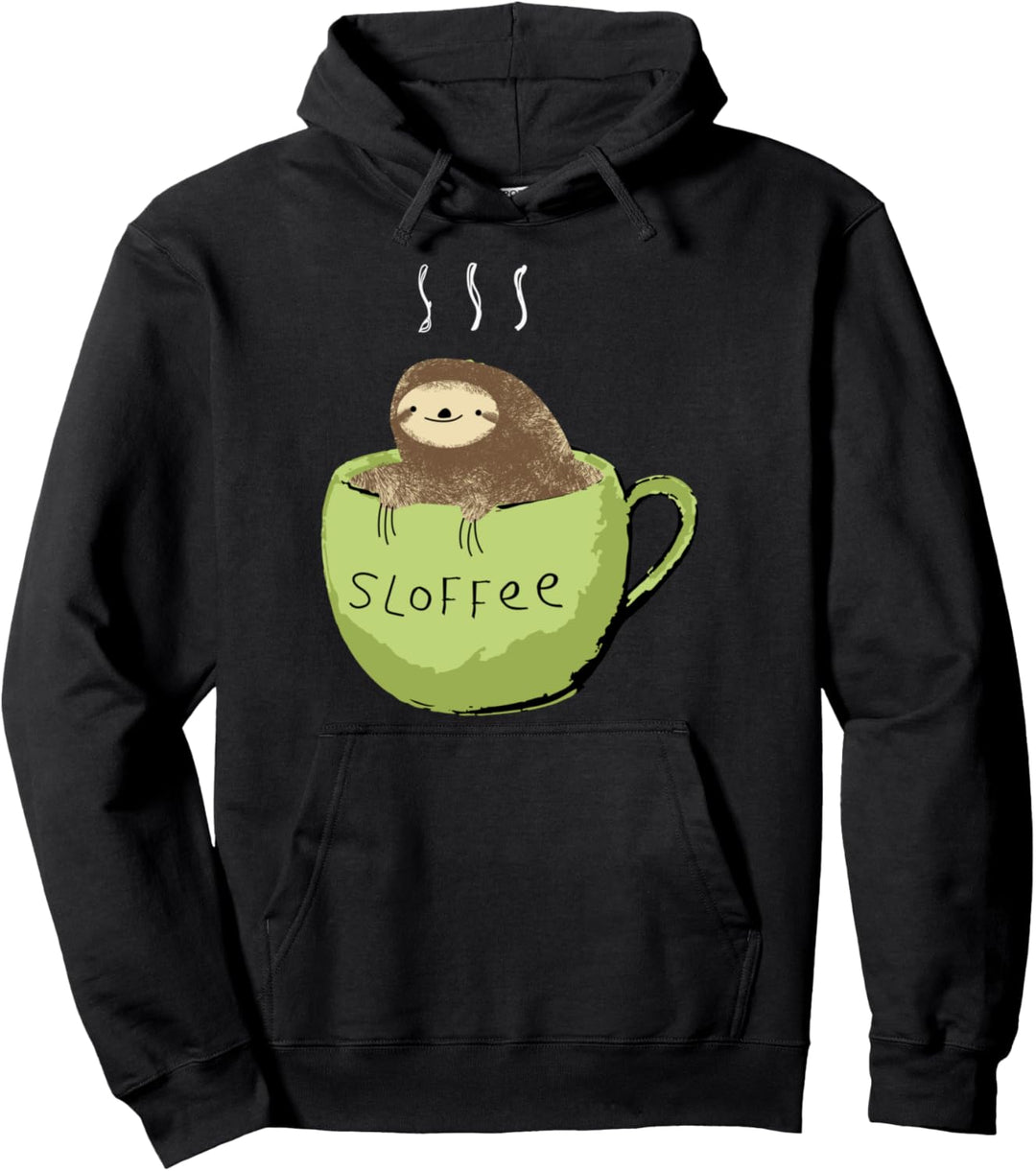 Sloffee Coffee Lover Fanatic Sloth In a Mug Pullover Hoodie