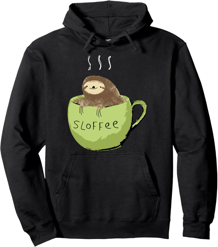 Sloffee Coffee Lover Fanatic Sloth In a Mug Pullover Hoodie