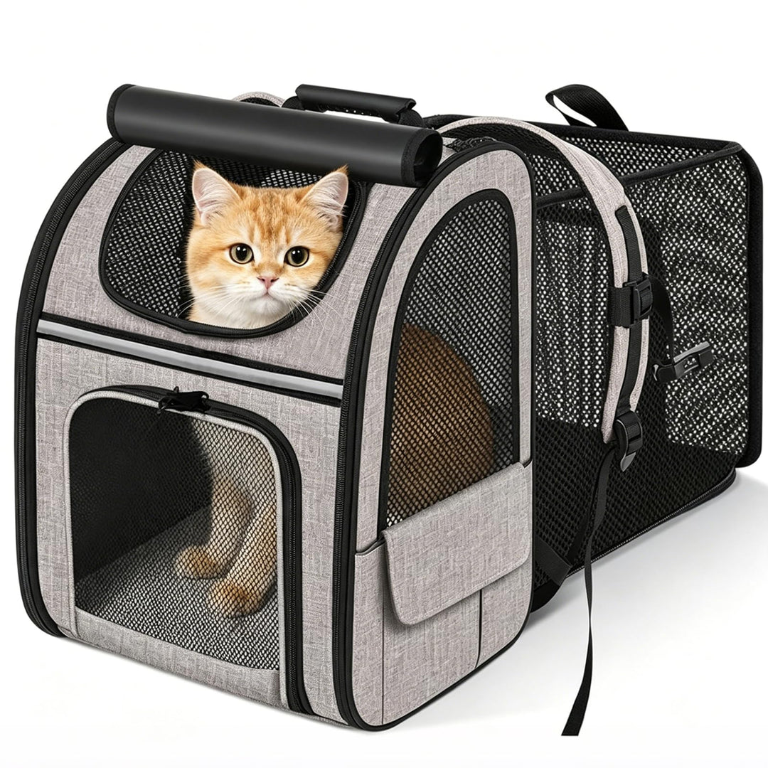 Hunderucksack Erweiterbar - Hunderucksack Bis 8kg, Faltbare Katzen Rucksack für Katzen Hunde mit Inn