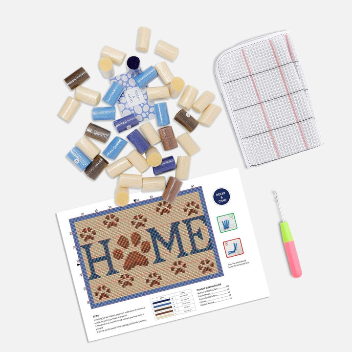 ROCKY&CHAO Knüpfteppich Zum Selber knüpfen, Knüpfsets Latch Hook Kit Selbst Knüpfen Set für Kinder u