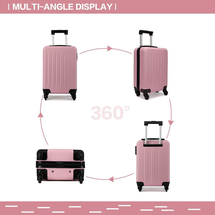 KONO Koffer Reisekoffer Handgepäck Trolley Hartschale ABS Gepäck 4 Rollen Spinner Rollenkoffer (Pink
