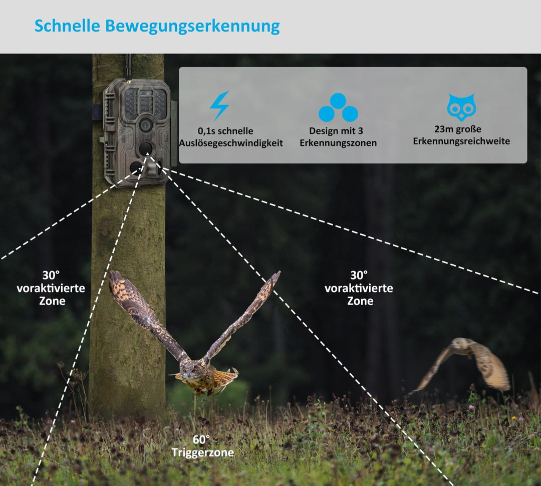 Meidase S950 4G LTE Wildkamera Handyübertragung App, Wildtierkamera mit Nachtsicht Bewegungsmelder,