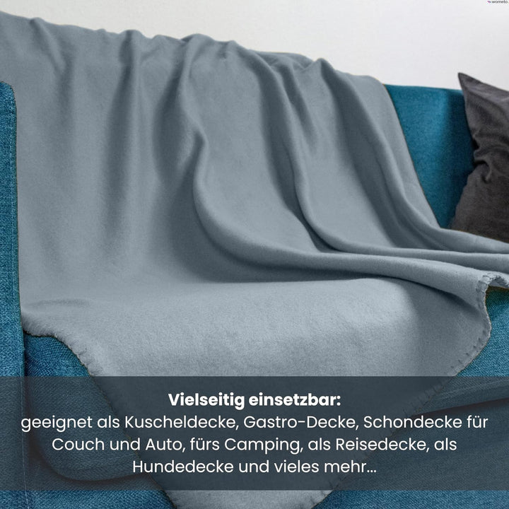 wometo 10er Vorteilspack Fleecedecke130x160 ca. 400g mit Anti-Pilling und Kettelrand grau,