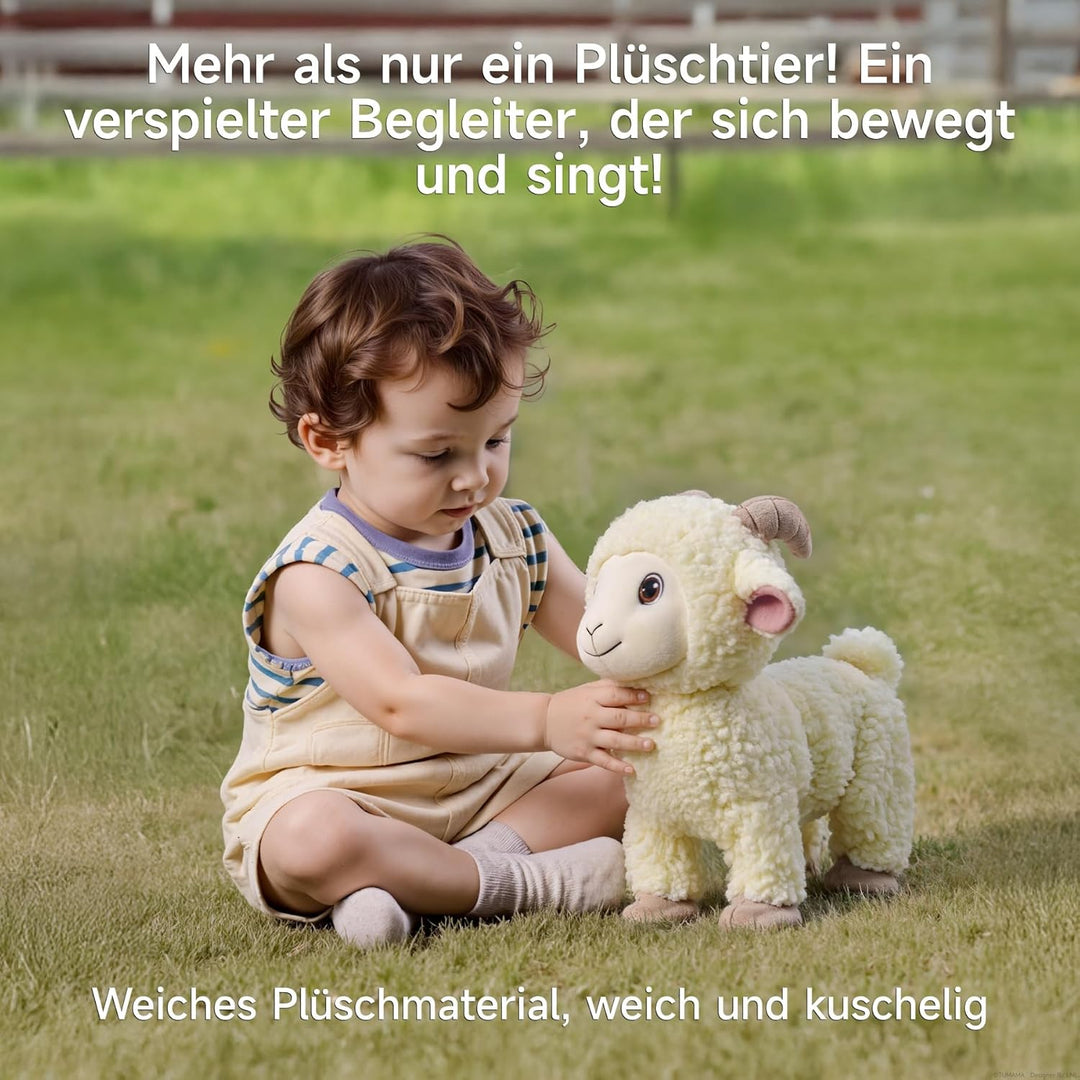 Laufen Schaf Kuscheltier Lamm Plüschtier mit Fernbedienung Leine, Elektronisch Interaktiv Schaf Stof