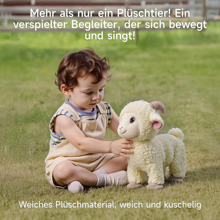 Laufen Schaf Kuscheltier Lamm Plüschtier mit Fernbedienung Leine, Elektronisch Interaktiv Schaf Stof