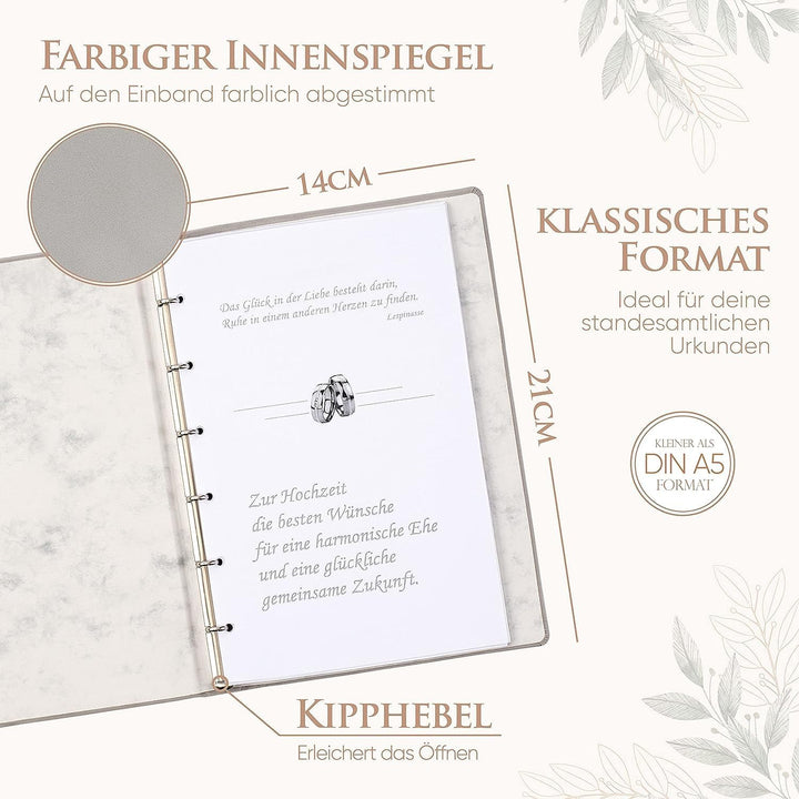 Stammbuch Gries, grau, hochwertiges Velours, Herzen verschlungen, Silberprägung, Stammbuchformat