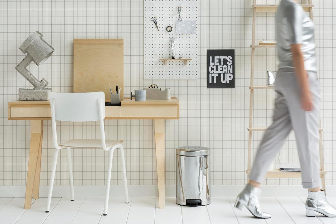 Brabantia 113581 Treteimer mit Inneneimer aus Kunststoff, stahl, Brilliant Stahl, 12 Liter 12 Liter