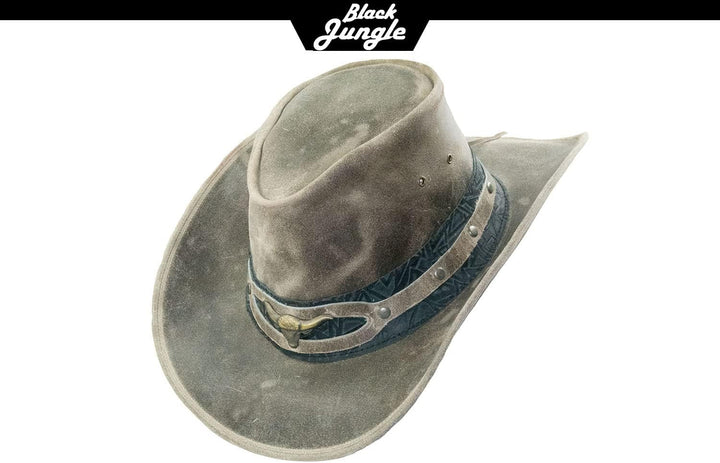 Black Jungle Ontario Outdoor Western Lederhut Australien Cowboy Lederhüte Reiterhut Unisex S Charcoa
