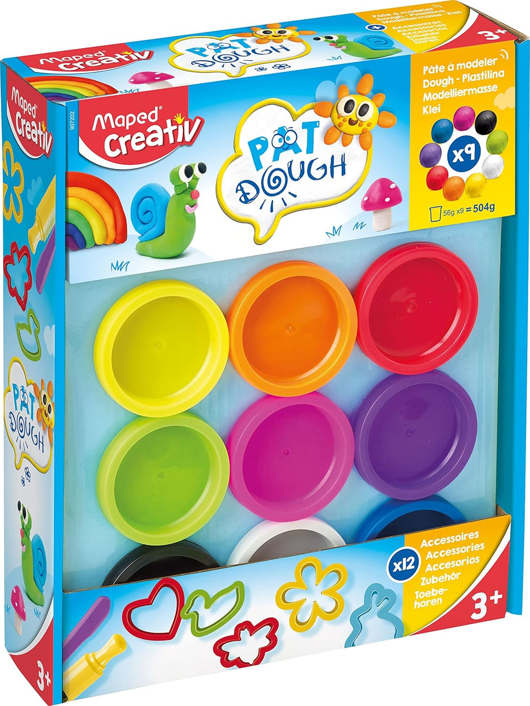 Maped CREATIV - Knete PAT'DOUGH - mit grosser Auswahl an Knet-Zubehör - 9x 56 g, 9x 56 g
