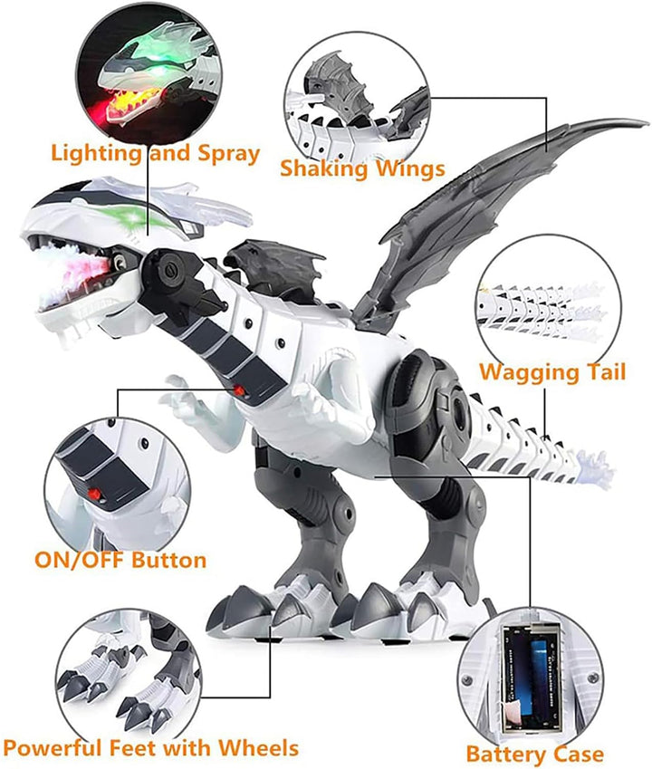 Yunseity Gehender Dinosaurier-Roboter-Drachen-Spielzeugnebel, der Feuerspeiende Lichter und Geräusch
