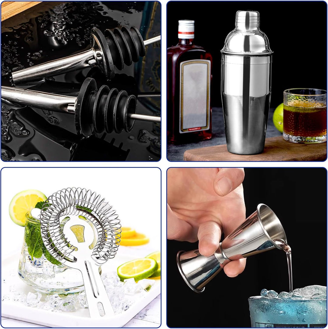 Cocktail Set - Edelstahl Cocktail Shaker - Coktailmixset 750 ML - Cocktail zubehör mit Shaker, doppe