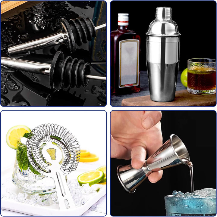 Cocktail Set - Edelstahl Cocktail Shaker - Coktailmixset 750 ML - Cocktail zubehör mit Shaker, doppe