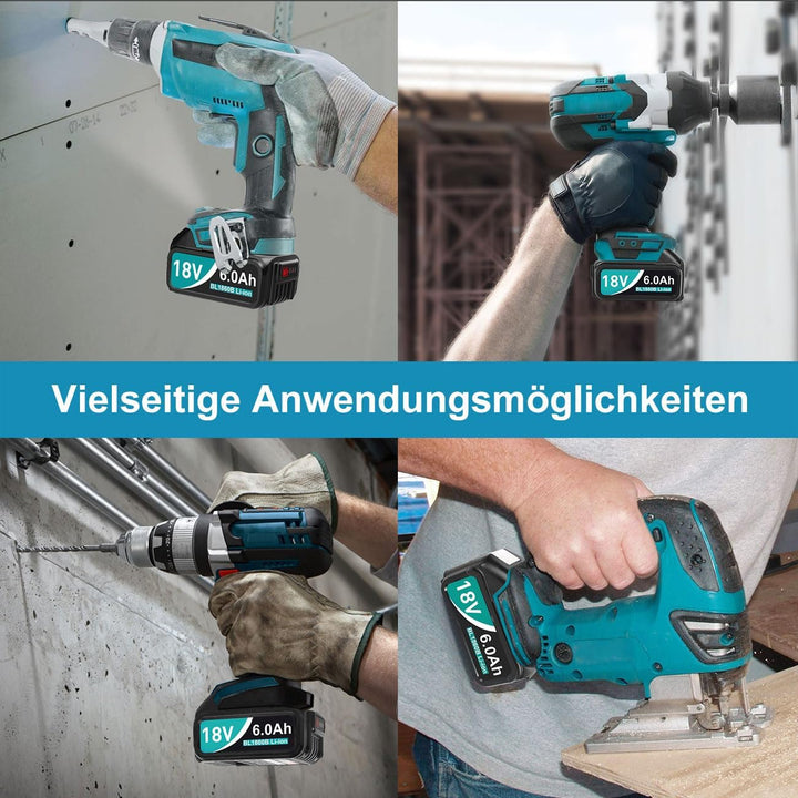 2X6.0Ah Ersatzakku für Makita LXT - Kompatibel mit Makita 18V Geräten &amp; Ladegeräten - Lithium-Ionen