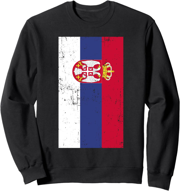 Republic of Serbia Balkan Europe Belgrade Distressed Flag Sweatshirt